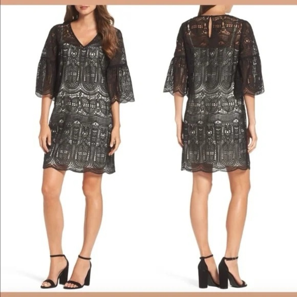 Kobi Halperin Black Lace Gaia Dress with Ivory Slip